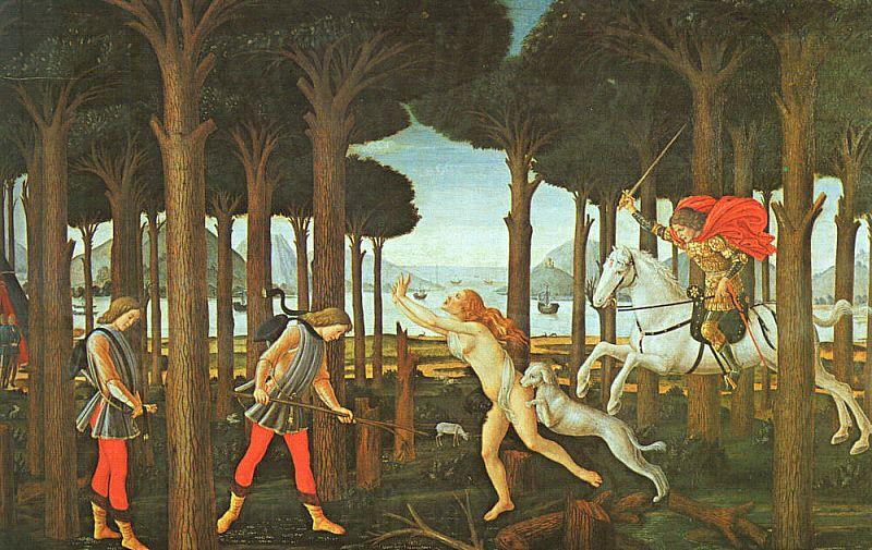 Sandro Botticelli Panel II of The Story of Nastagio degli Onesti Norge oil painting art